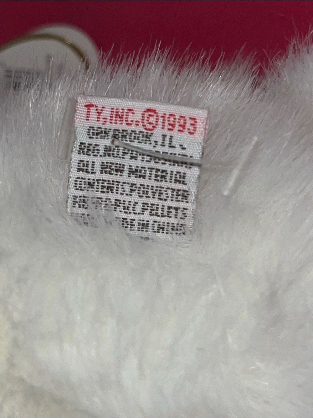 Ty Nibbles White Plush Bunny Small Pet Toy with Pink Ear